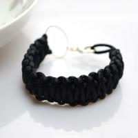 How to Do a Double Braided Square Knot Bracelet with Black Cord for Men