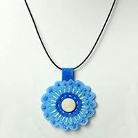DIY a Blue Felt Flower Pendant Necklace with Simple Embroidery
