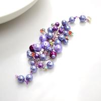 Make a Bridal Cuff Bracelet out of Purple Pearl Beads and Wire - with Photos
