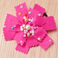 How to Make Cute Felt Flower Hair Ties with Colorful Beads for Girls