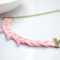 How to Make Braided Bead Necklace - Handmade Suede Cord Braided Necklace Idea