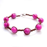 Tutorial on Making a Coiled Wire Bracelet with Violet Red Jade Beads