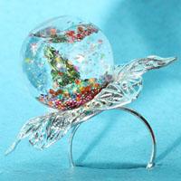 How to Make a Sparkling Snow Globe Ring with Glass Seed Beads for Christmas