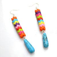 Making Long Dangle Earrings with Rainbow Saw-toothed Beads
