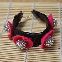 How to Make a Black Lace Cuff Bracelet with Silver Beads