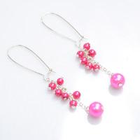 How to Make Cluster Earrings with Pink Pearls and Chains