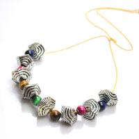 Necklace design: Make Thin Chain Statement Necklace with Ethnic Beads