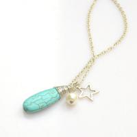 Making a Dainty Charm Necklace with Turquoise and Pearl
