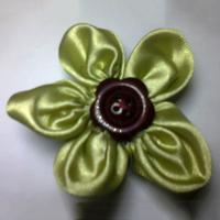 Easy Tutorial on How to Make a Gorgeous Green Ribbon Flower with Button