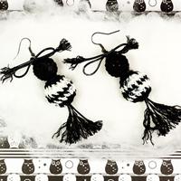 Easy Jewelry Tutorials on Making White and Black Pompom Earrings with Woven Beads