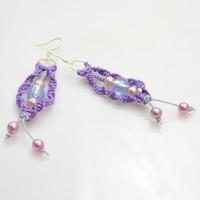 Make Macramé Earrings in Purple Ombre Pattern
