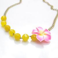 Celebrate Spring by Making Easy Necklace with Handmade Polymer Clay Plumeria Bead
