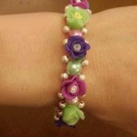 How to Make Vintage Beaded Flower Bracelet with Clay Beads and Glass Pearls