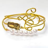 3 in 1 Aluminum Wire Wrapped Bracelet Designs with Pearl Beads
