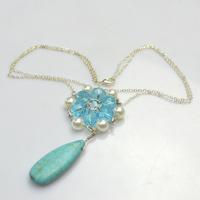 Vintage Jewelry Design- How to Make Ocean Blue Beaded Flower Necklace