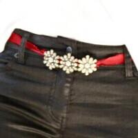 Easy Craft Tutorial on How to Make a Red Ribbon Belt with Rhinestone Charms