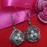 Bird Nest Jewelry Tutorial on How to Make Earrings with Pearl Beads and Wire 