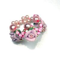 Pink Jewelry Design- Making Flower Beaded Rings with Pearl and Clay Beads