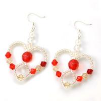 How to Make Heart Earrings Out of Crystal Beads and Seed Beads