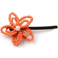 How to Make Orange Flower Hair Clip with Seed Beads