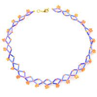 How to Make a Simple Blue Rhombic Bugle Bead Necklace Pattern for Beginners