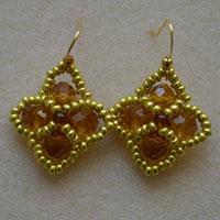 3D Rhombus Earring – How to Make Golden Drop Earrings with Beads