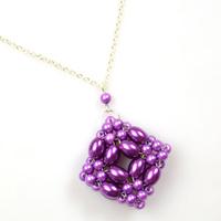 How to Make a 3D Purple Square Pearl Beaded Pendant
