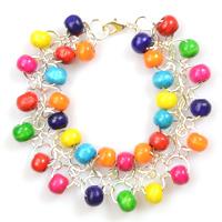 Chainmail Bracelet Pattern-Make Rainbow Wood Bead Bracelet with Jumprings