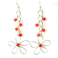 Wire Wrapped Patterns on How to Make Wire Flower Earrings with Red Crystal