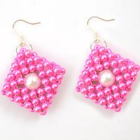 Pearl Earrings Designs -How to Make 3d Pink Pearl Rhombus Earrings