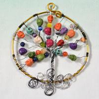 Simple Halloween Craft Idea-Making a Wire Wrapped Colorful Skull Beads Halloween Tree