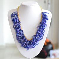 Beading Tutorial - How to Make an Ocean Blue Seed Bead Cluster Necklace Easily