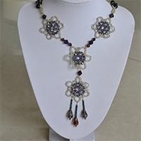 A Unique Design on How to Make a Big Purple Beaded Flower Pendent Necklace 