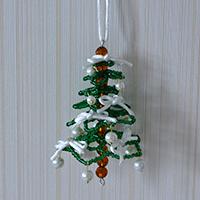 How to Make a Green Seed Bead Christmas Tree Ornament with White Pearls
