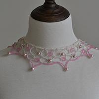 How to Make a Pink Flower Choker Necklace with Pearl Beads and Seed Beads 