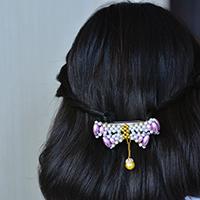 Instructions on How to Make a Purple and White Pearl Bow Hair Clip with Dangle