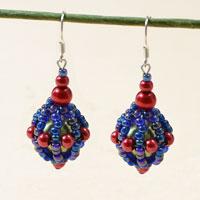 How to Make a Pair of Purple Seed Bead and Red Pearl Ball Drop Earrings 