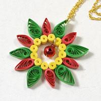 Instructions on How to Make Quilling Paper Flower Pendent Necklace for Kids 