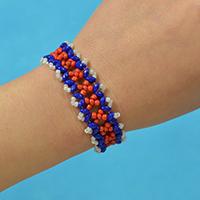 Free Instructions on How to Make a Blue and Red Woven Superduo 2-hole Seed Bead Bracelet 