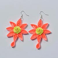 How to Make a Pair of Orange Quilling Paper Flower Earrings