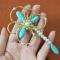 How to Make Cheap Turquoise Beads Flower Brooches for Women 