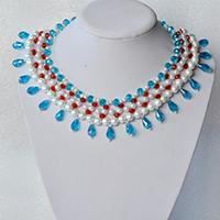 Detailed Tutorial on Making Ocean Inspired Statement Necklace with Blue Glass Drops 