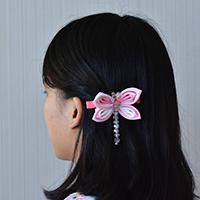 How to Make Cute Dragonfly Hair Clip Made from Grosgrain Ribbon and Glass Beads
