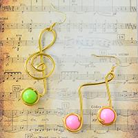 How to Make a Pair of Stylish Gold Wire Wrapped Music Note Earrings with Acrylic Beads 