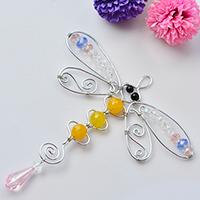 How to Make Handmade Wire Wrapped Dragonfly Hanging Decoration with Glass Beads