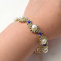 How Do You Make a Gold Flower Pearl Beads Bracelet with Acrylic Beads and 2-Hole Seed Beads
