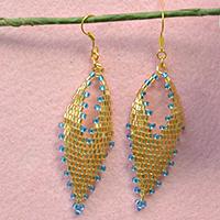 How to Make Golden Beading Leaf Earrings with Seed Beads 