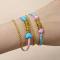 How to Make a Pair of Pink and Light Cyan Cord and Golden Chain Bracelets for Lovers
