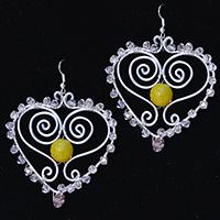 How to Make Wire Wrapped Heart Earrings with Glass Beads and Jade Beads