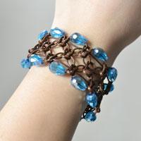 How to Make Wide Coffee Polyester Cord Braided Bracelet with Glass Beads